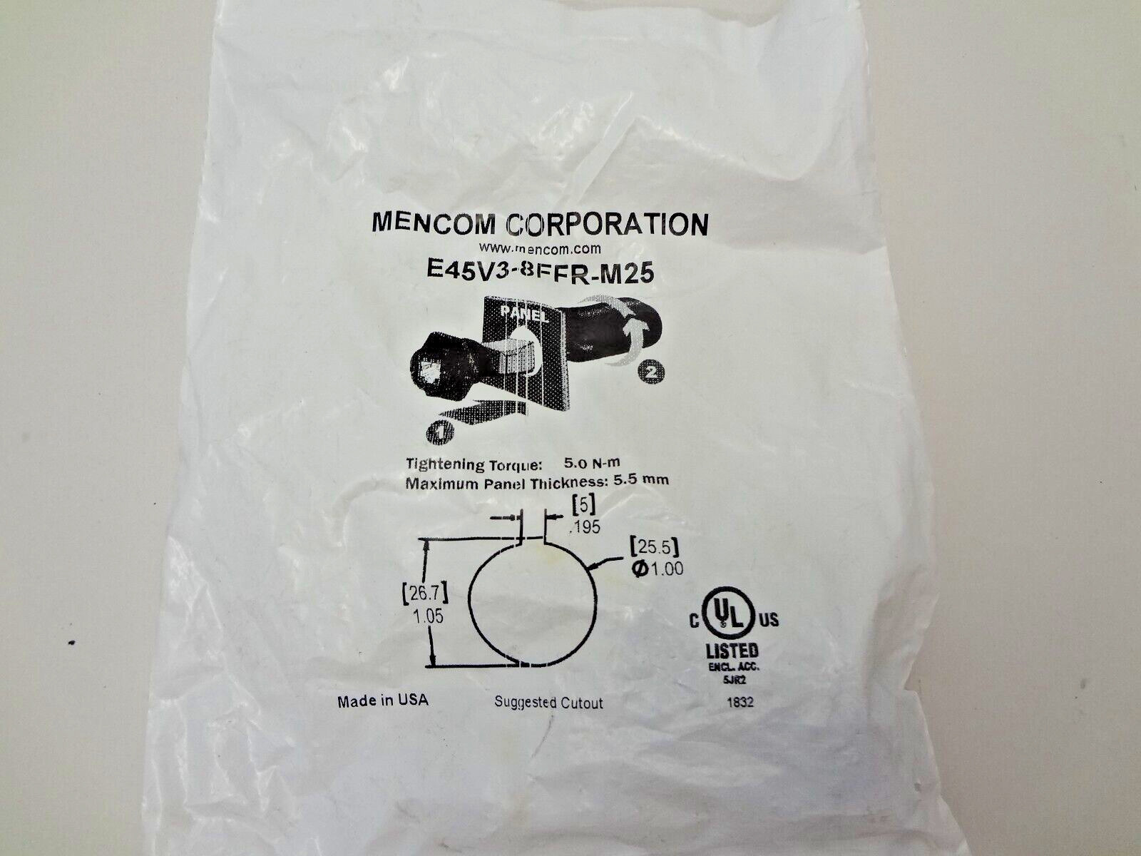 Mencom Corporation E45V3-8FFR-M25-CP Connector, RJ45 Receptacle