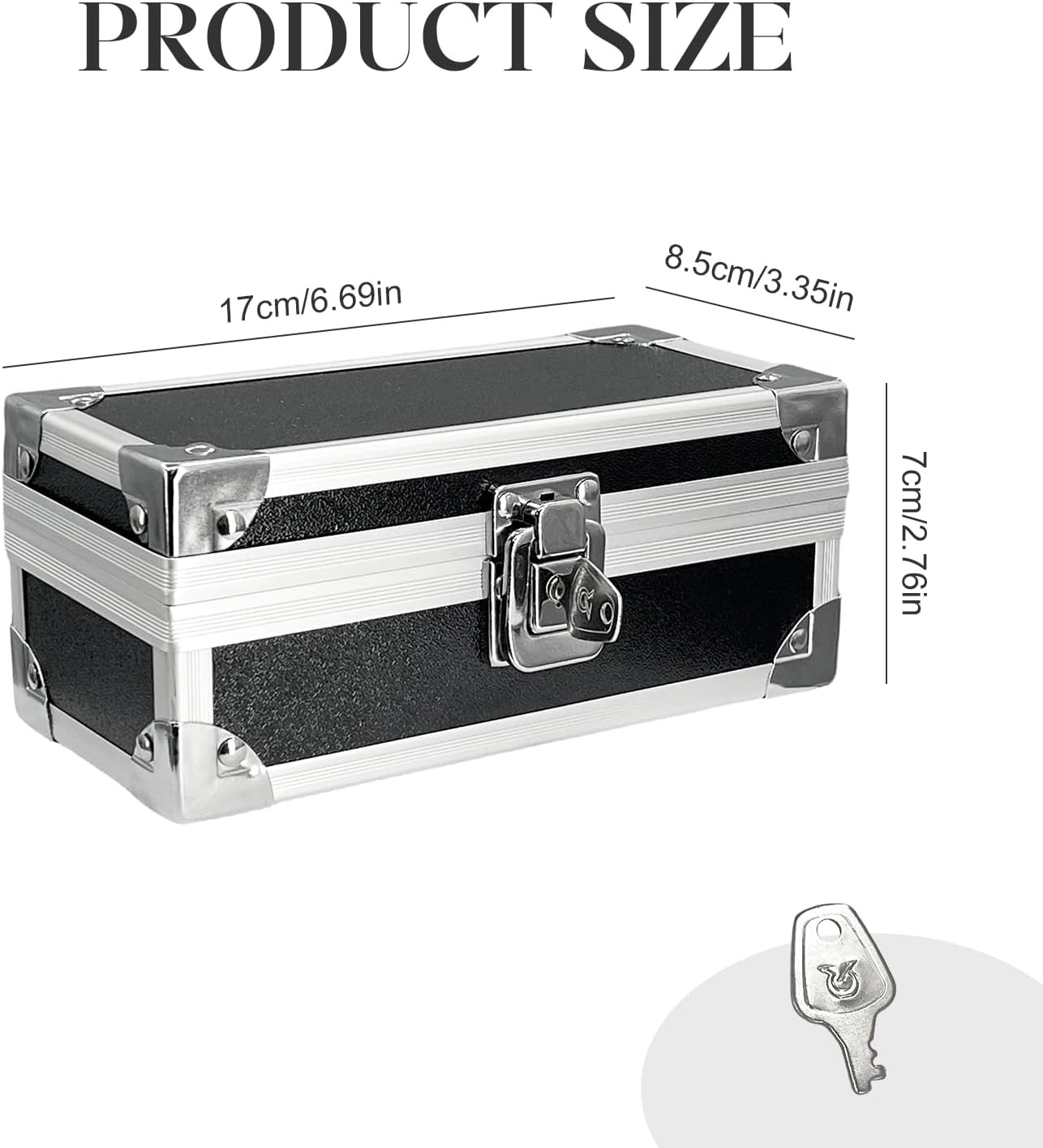 Lockable Cash Box with Key, Aluminium Alloy Money Storage Box & Single-Row Curre