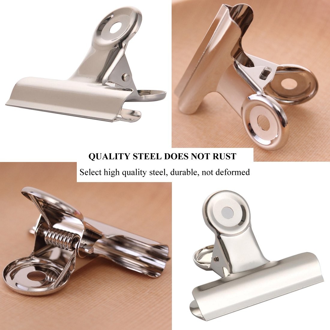Silver Metal Hinge Clips – 20 Pack 2 Inch Large Bull Binder Paper Clips