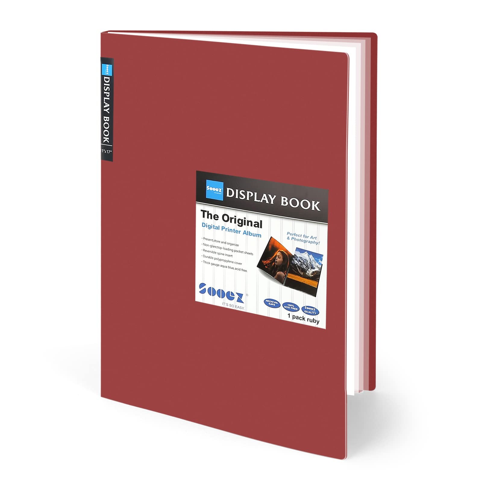 Sooez Art Portfolios 11″x17″, Large Portfolio Folder 11×17″ w/ BLK Paper, Red