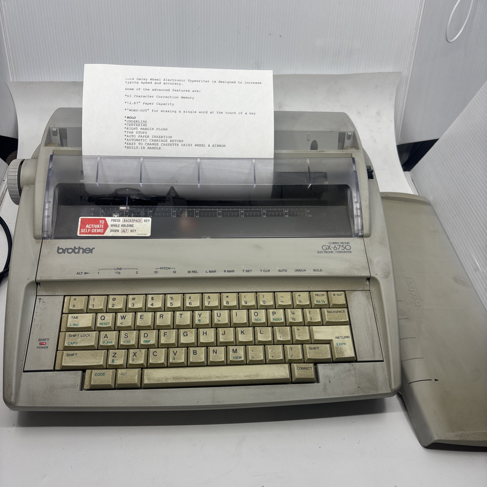 Brother GX-6750 Electronic Typewriter Correctronic W/Cover Tested Working DIRTY