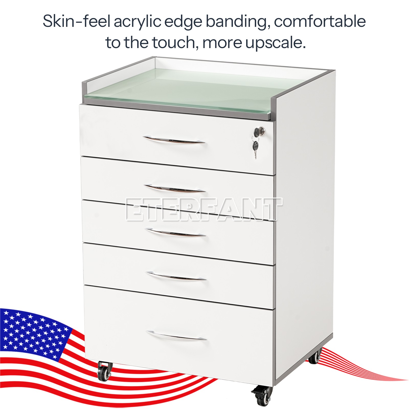 Dental 3 Layer Medical Cart Trolley Tool/5 Drawers Rolling Storage Cart+Socket