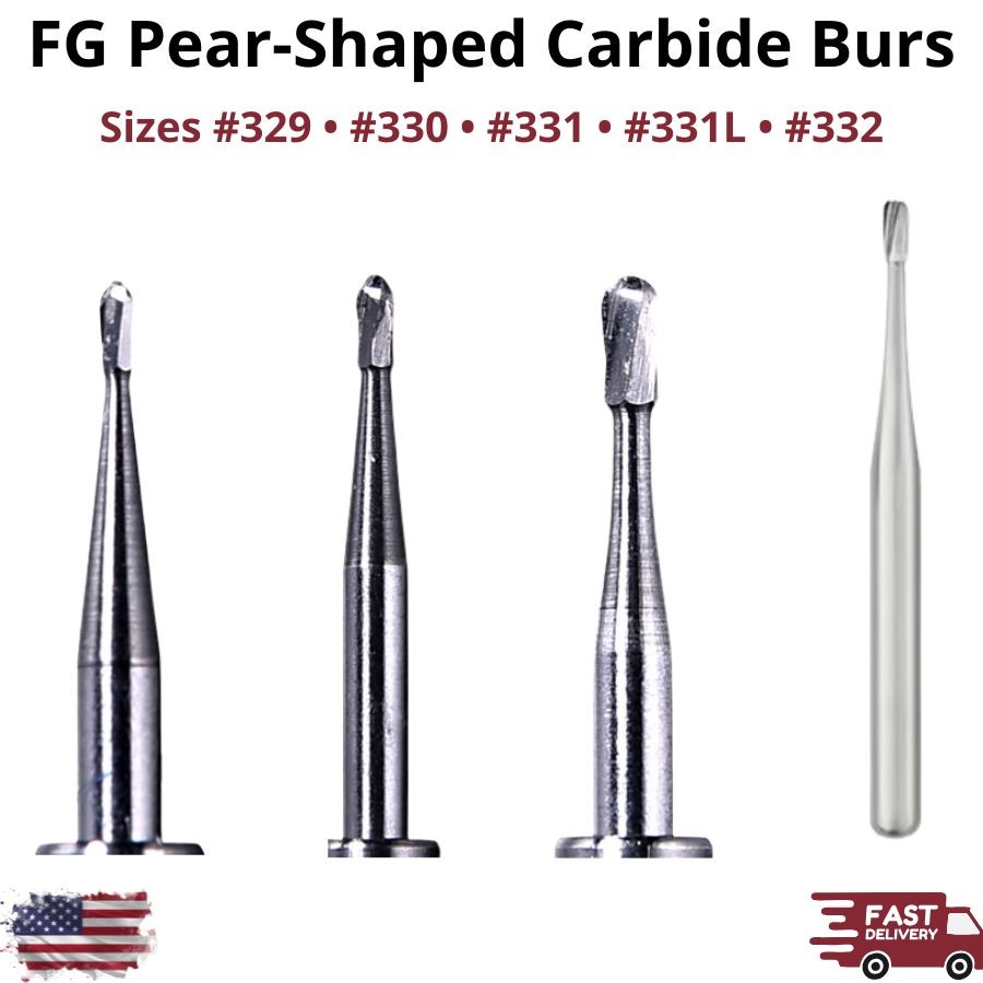FG Pear Shape Carbide Burs Size 329-332L High Speed Dental Friction Grip Drill