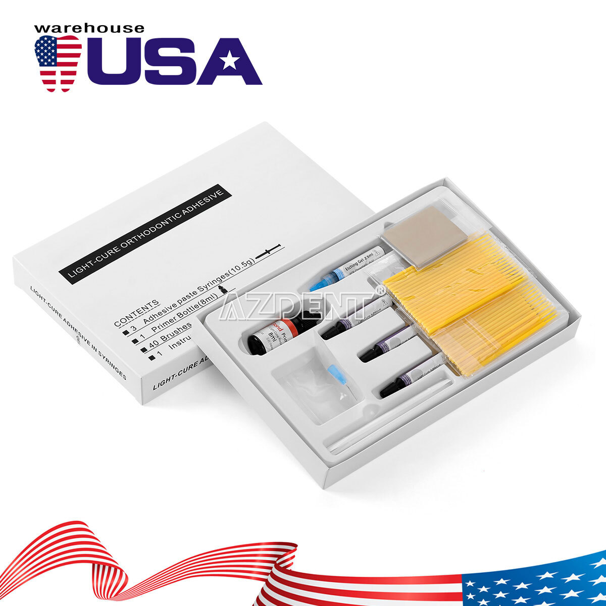 Dental Orthodontic Brackets Braces Mini Roth 022 /Light Cure Resin Adhesive Kit
