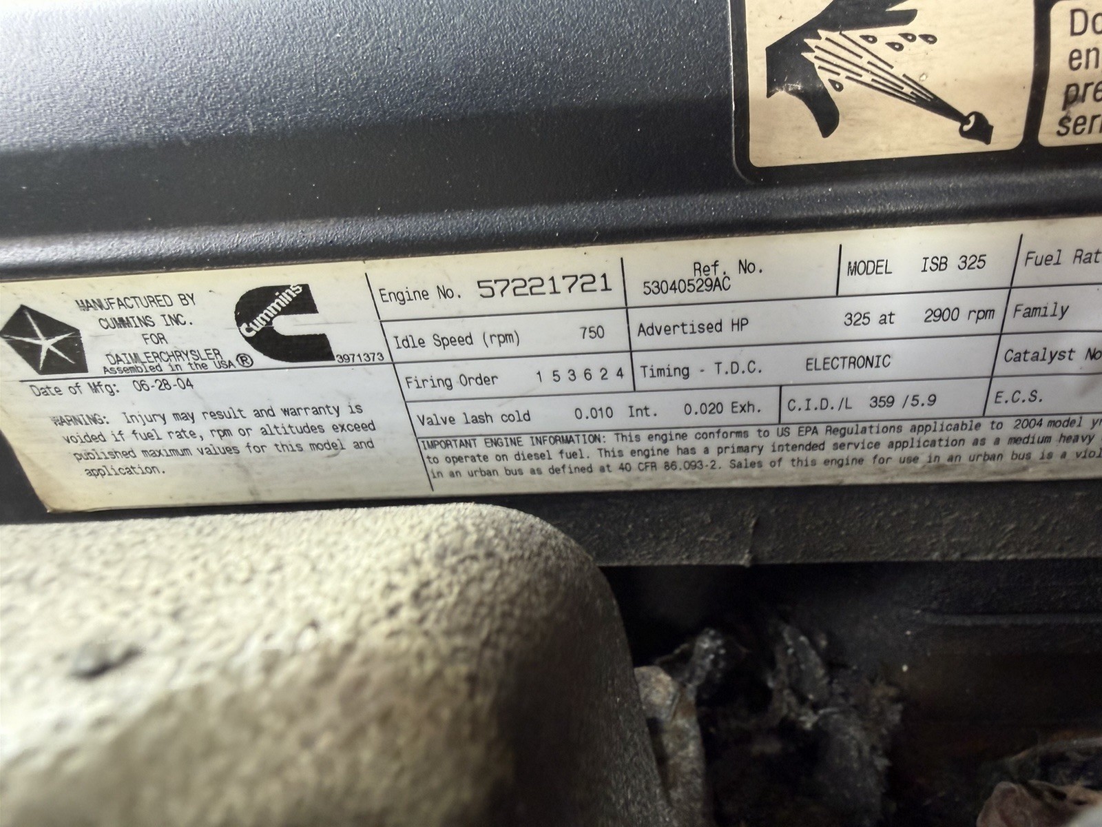 2004 DODGE RAM CUMMINS 5.9 ENGINE 325HP H.O 24 VALVE ONLY 131K! RAM 2500 3500