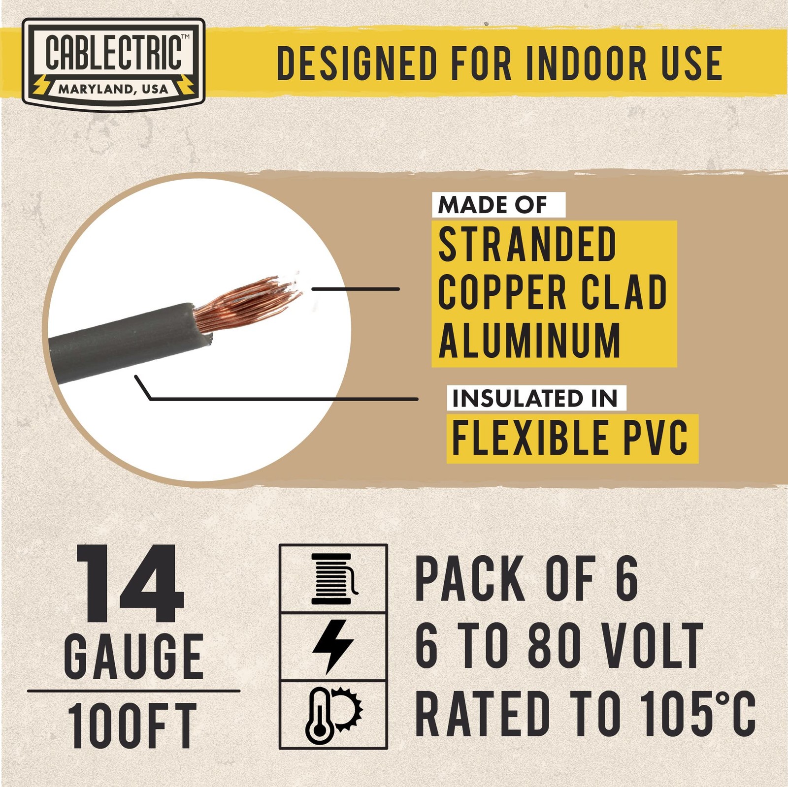 6 Roll 14 Gauge Copper Clad Aluminum Primary Wire – Assorted Colors – 100 Ft …
