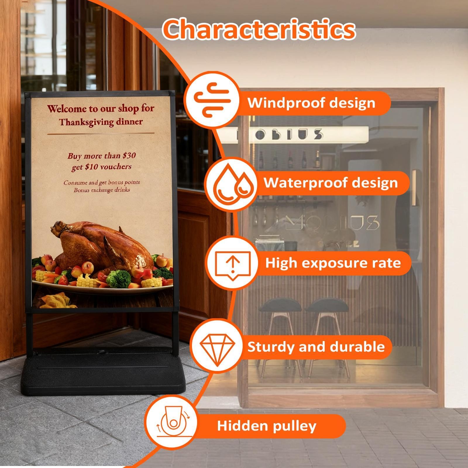24″x36″Heavy-Duty Double-Sided Floor Standing Sign Holder Outdoor/Indoor Display