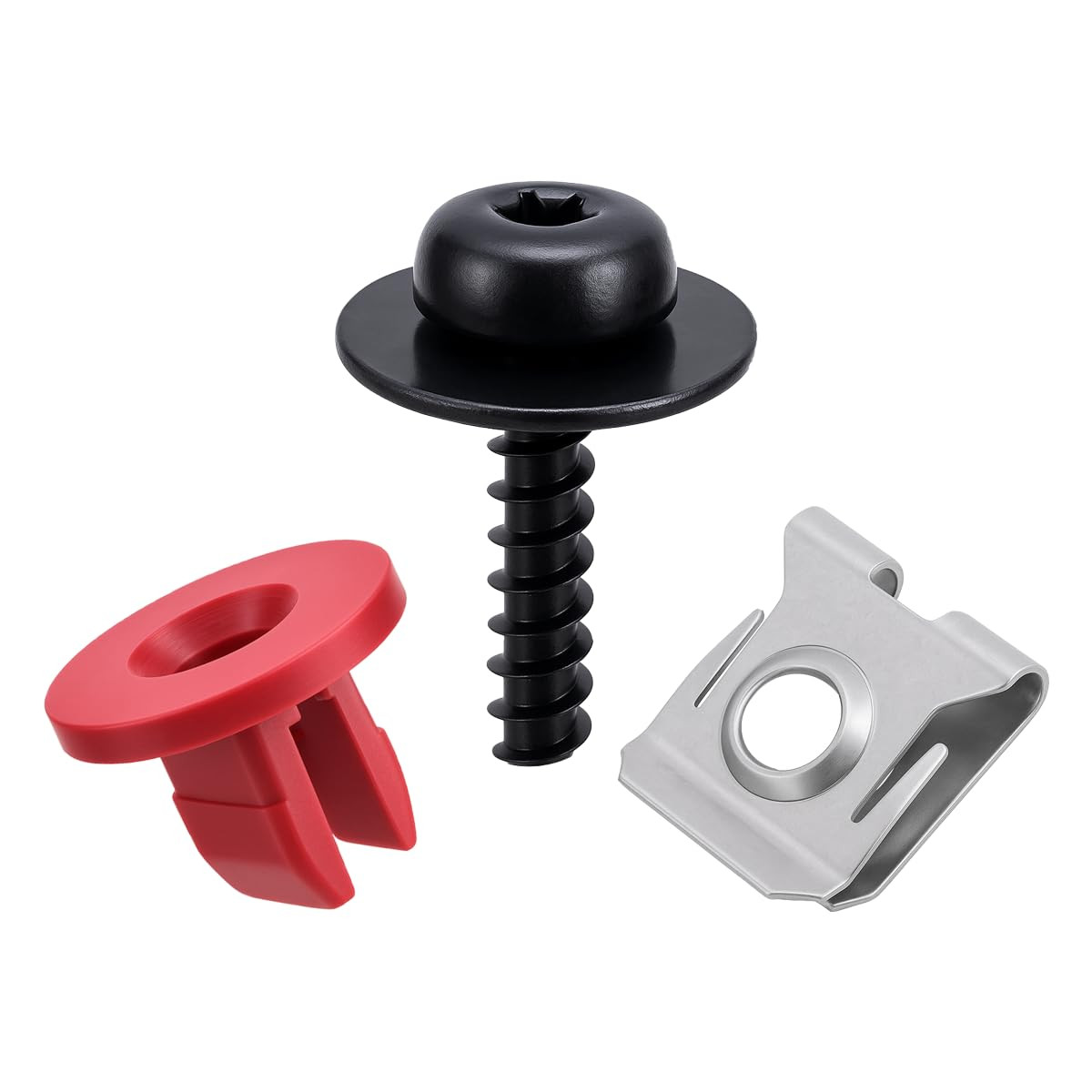 5 Set (15 Pcs) Splash Shield Screw & U Nut Clip Kit – T30 Torx Bolt with Red Nyl