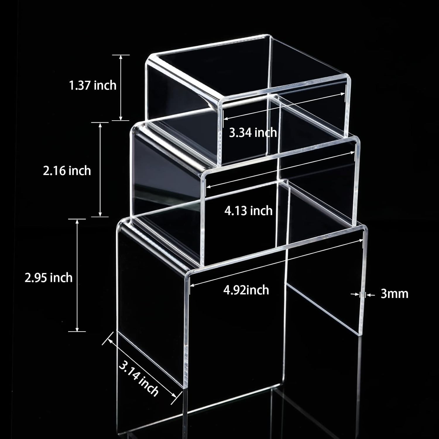 Elegant 2 Set Acrylic Display Risers – Versatile Showcase for Jewelry & Cupcakes