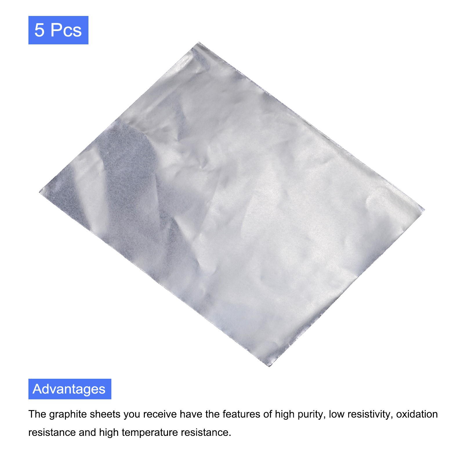 Flexible Graphite Foil Sheet Graphite Gasket Sheet 250x200x0.1mm, Pack of 5