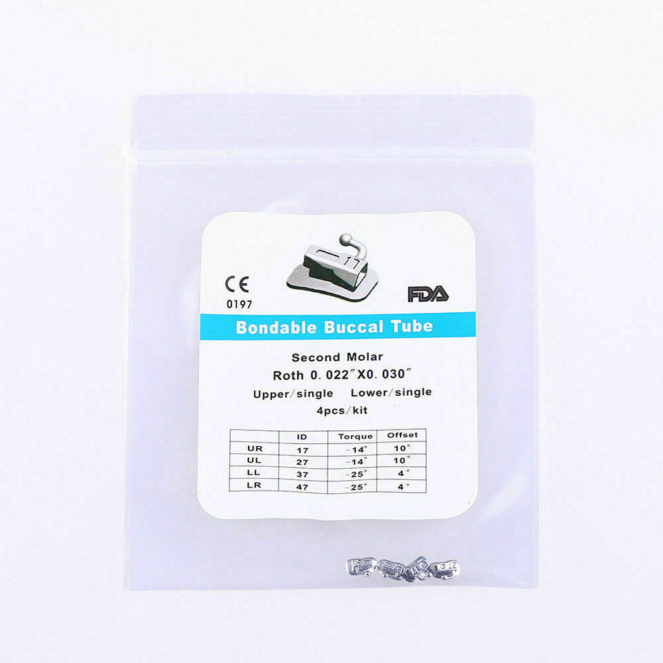 4 Pcs/Pack Dental Orthodontic 1st/2nd Buccal Tube 022/018 MBT/Roth/Edgewise