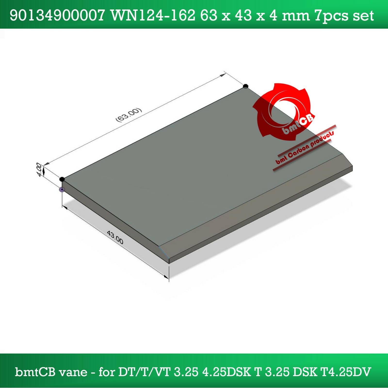 bmtCB carbon vane for becker pump WN124-162 DT T VT 3.25 4.25 T 3.25 DSK4.25 DV