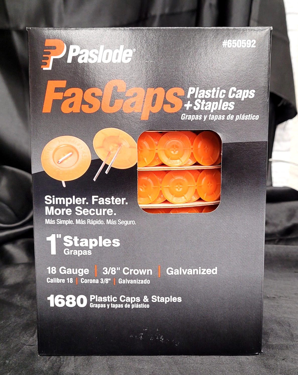 Paslode 650592 FasCaps Plastic Caps & 18 Gauge 1″ Leg X 3/8″ Crown Staples (NEW)