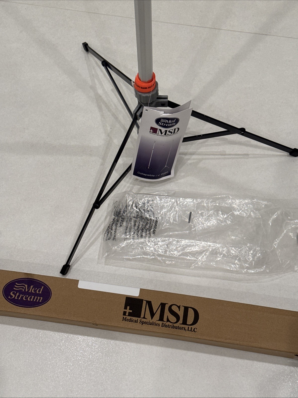 Med Stream MS391510 Aluminum Collapsible IV Pole Floor Stand New Open Box