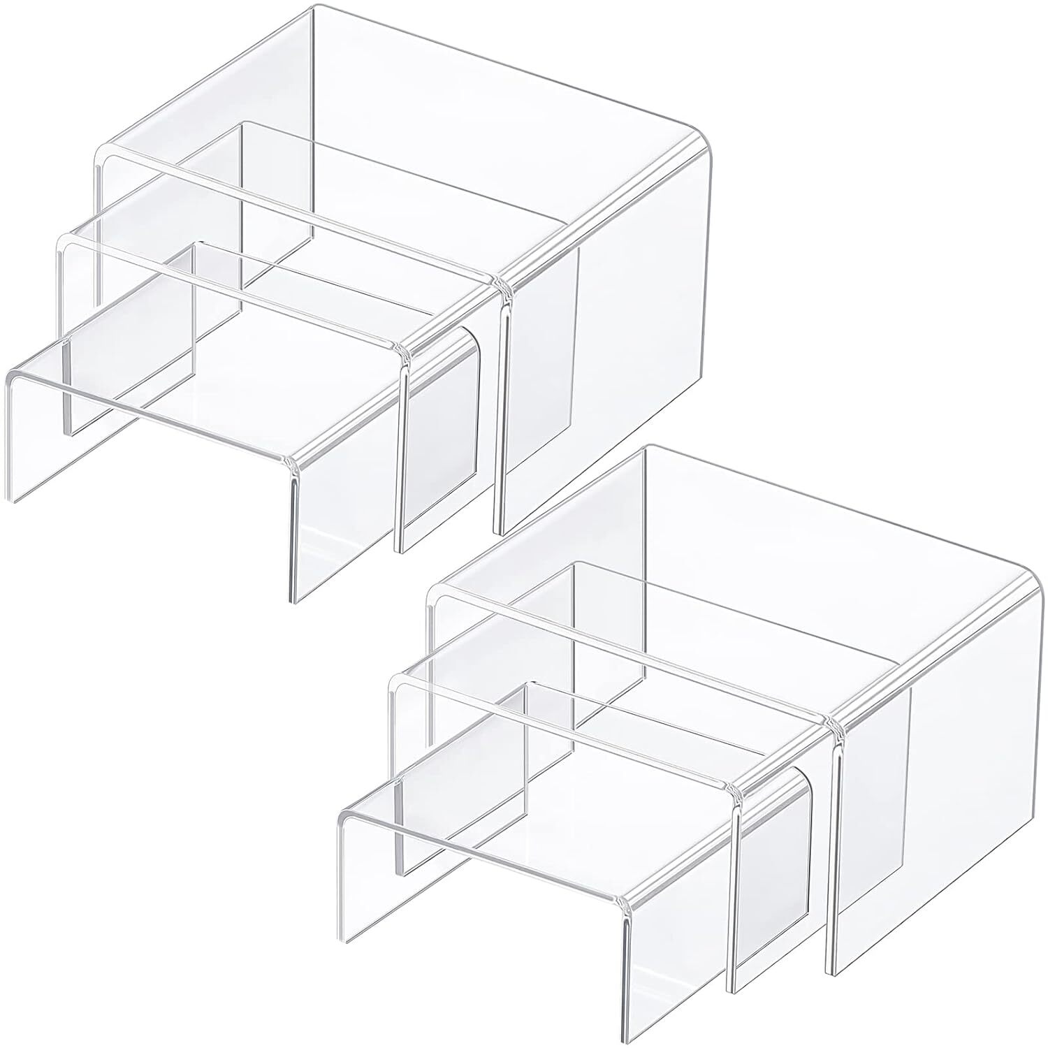 2 Sets Acrylic Display Risers, Clear Product Stand, Jewelry Display Riser Shelf