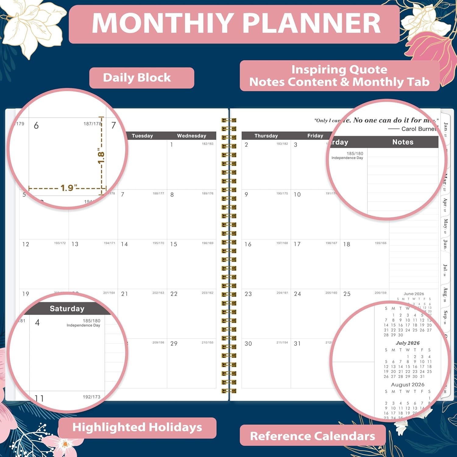 2026-2028 Elegant Desk Calendar 9″ x 11″ – Functional Monthly Planner with Tabs
