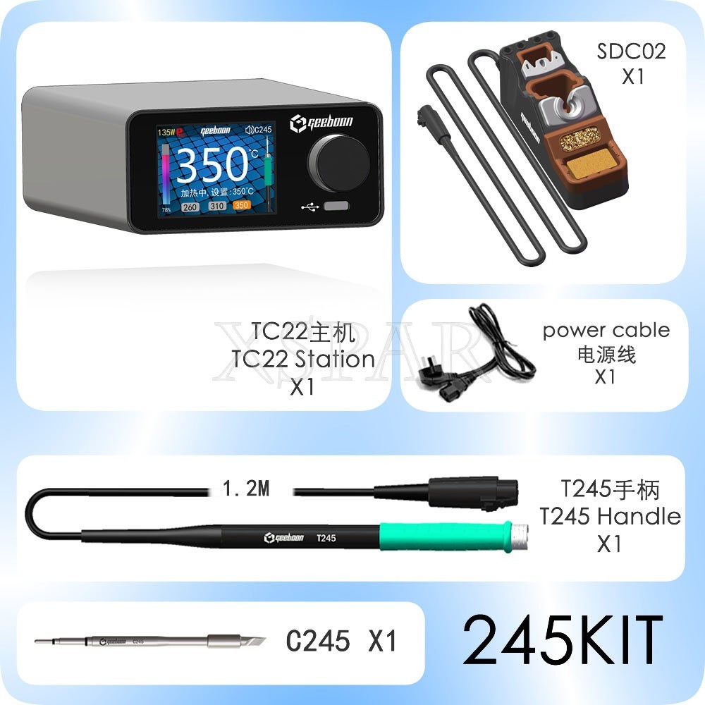 GEEBOON TC22 240W Soldering Station SDC02 Soldering Iron Stand Kit +C245 Tip USA