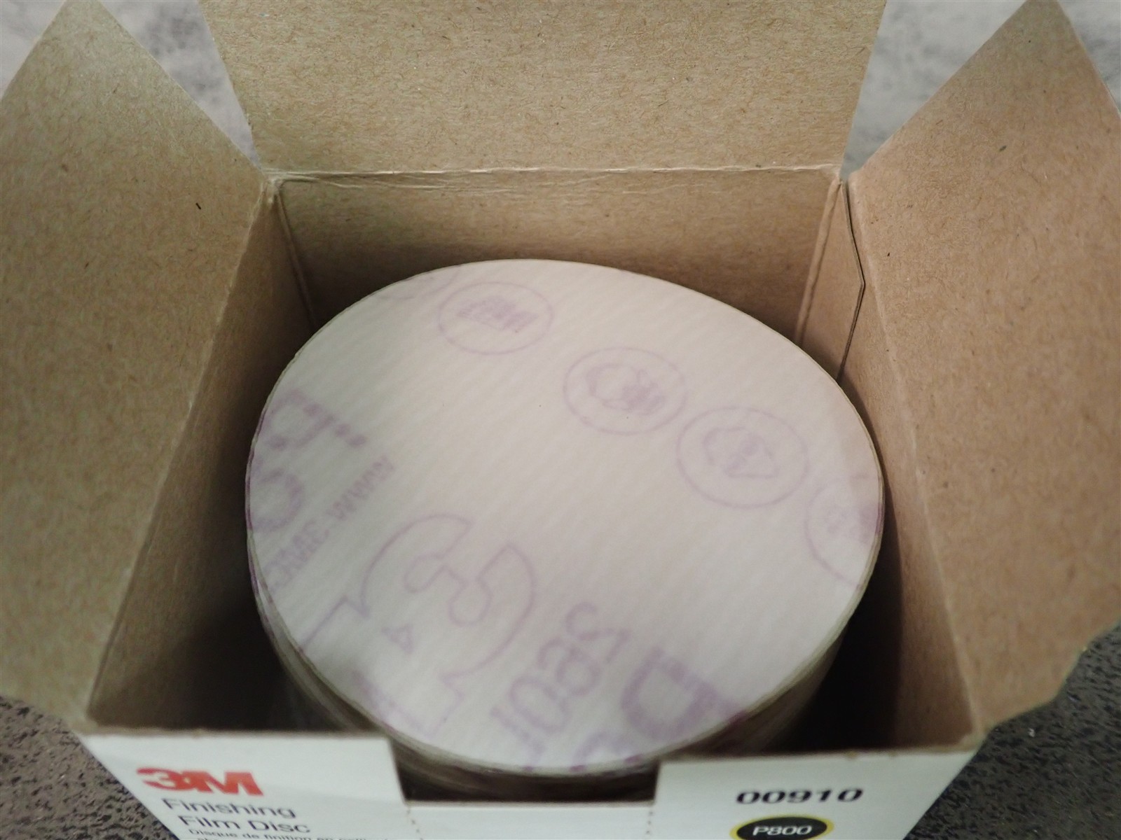 Case of 200 NEW 3M 00910 Hookit 260L Finishing Film Discs 3″ P800 Grit (O22)