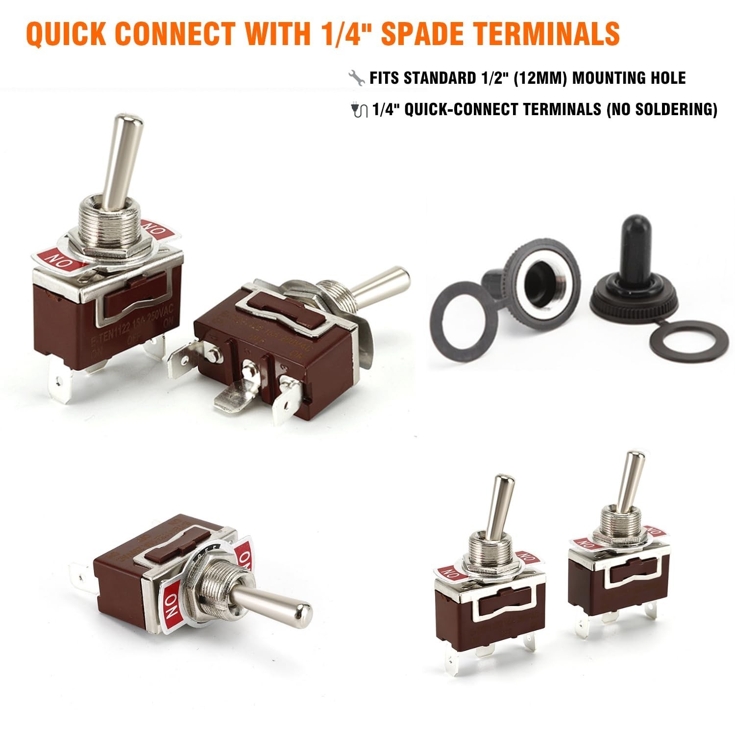 4 Pack 12V (ON)-Off-(ON) Momentary Toggle Switch Waterproof SPDT 3 Way 30A