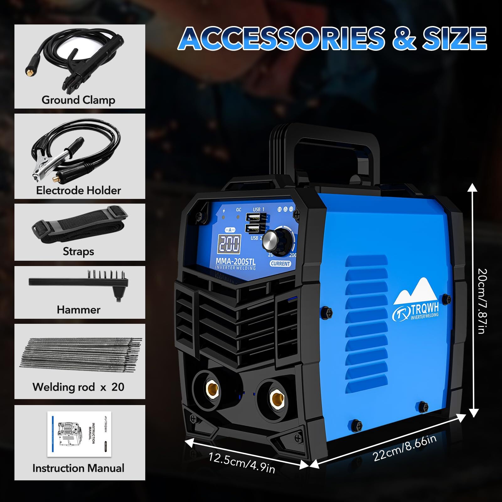 200A Stick Welder, 110V Portable ARC Welding Machine with Digital Display & IGBT