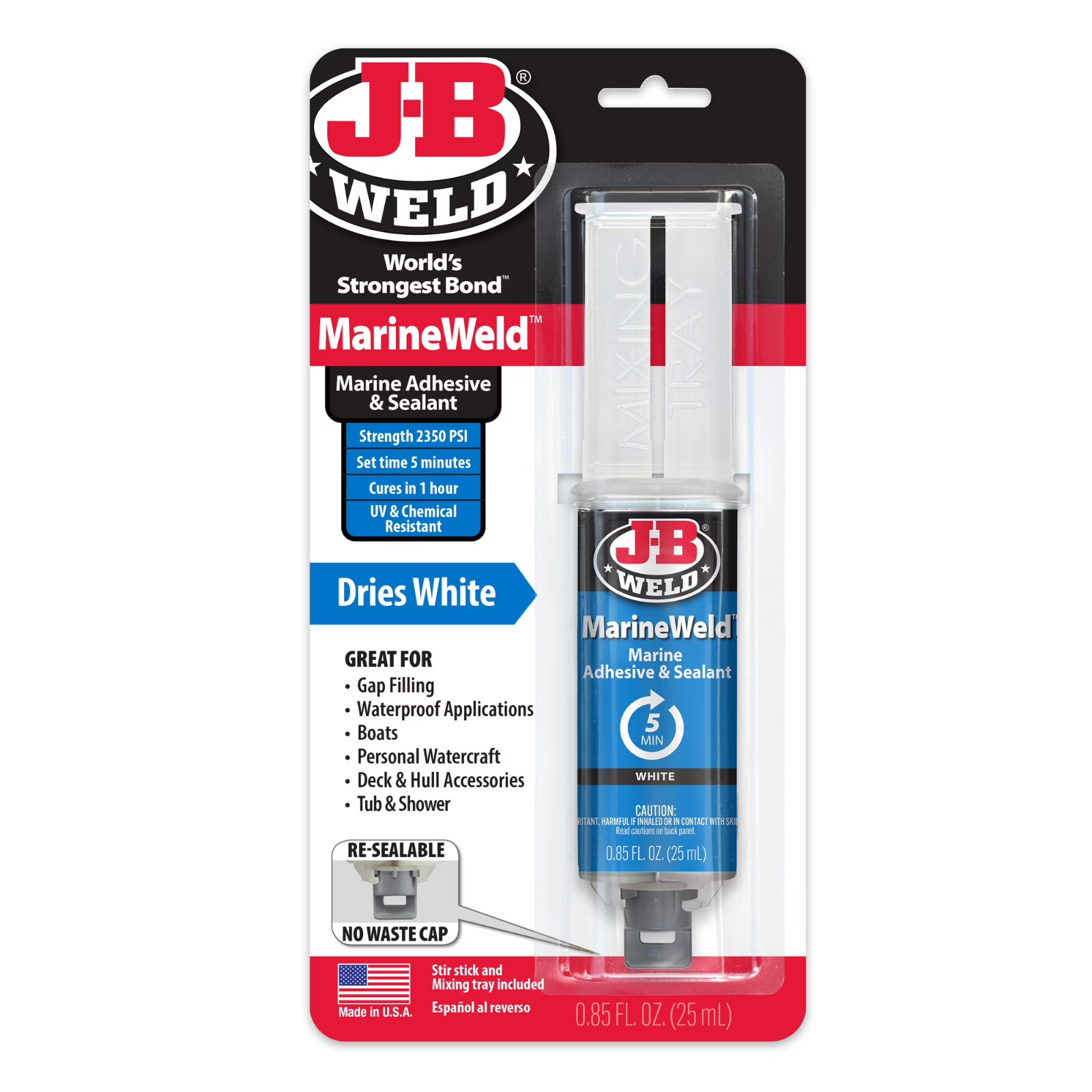 J-B Weld 50172 MarineWeld Marine Adhesive Epoxy Syringe 25ml Boats & Watercraft