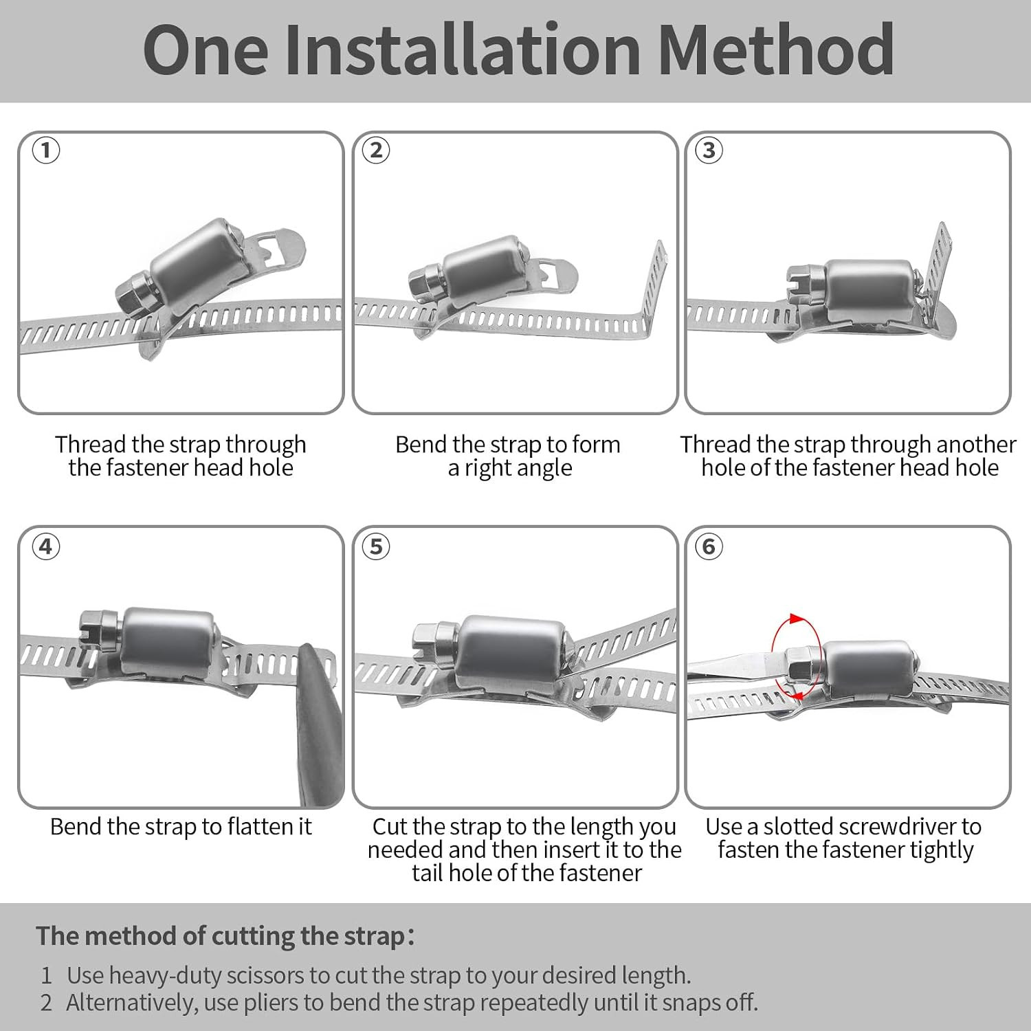 Hose Clamps 30FT Strap+30 Fasteners,Diy Cut-To-Fit 304 Stainless Steel Adjustabl