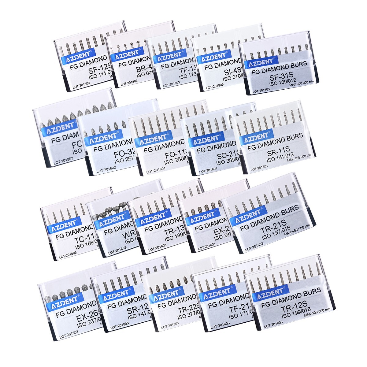 10 Boxes Mango de alta velocidad de diamante ultragrueso dental FG1.6mm 450,000