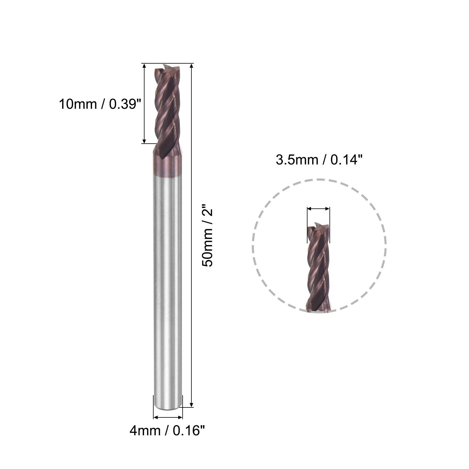 3.5mm Dia 4mm Shank HRC55 Carbide AlTiN Coated 4 Flute Square Nose End Mill