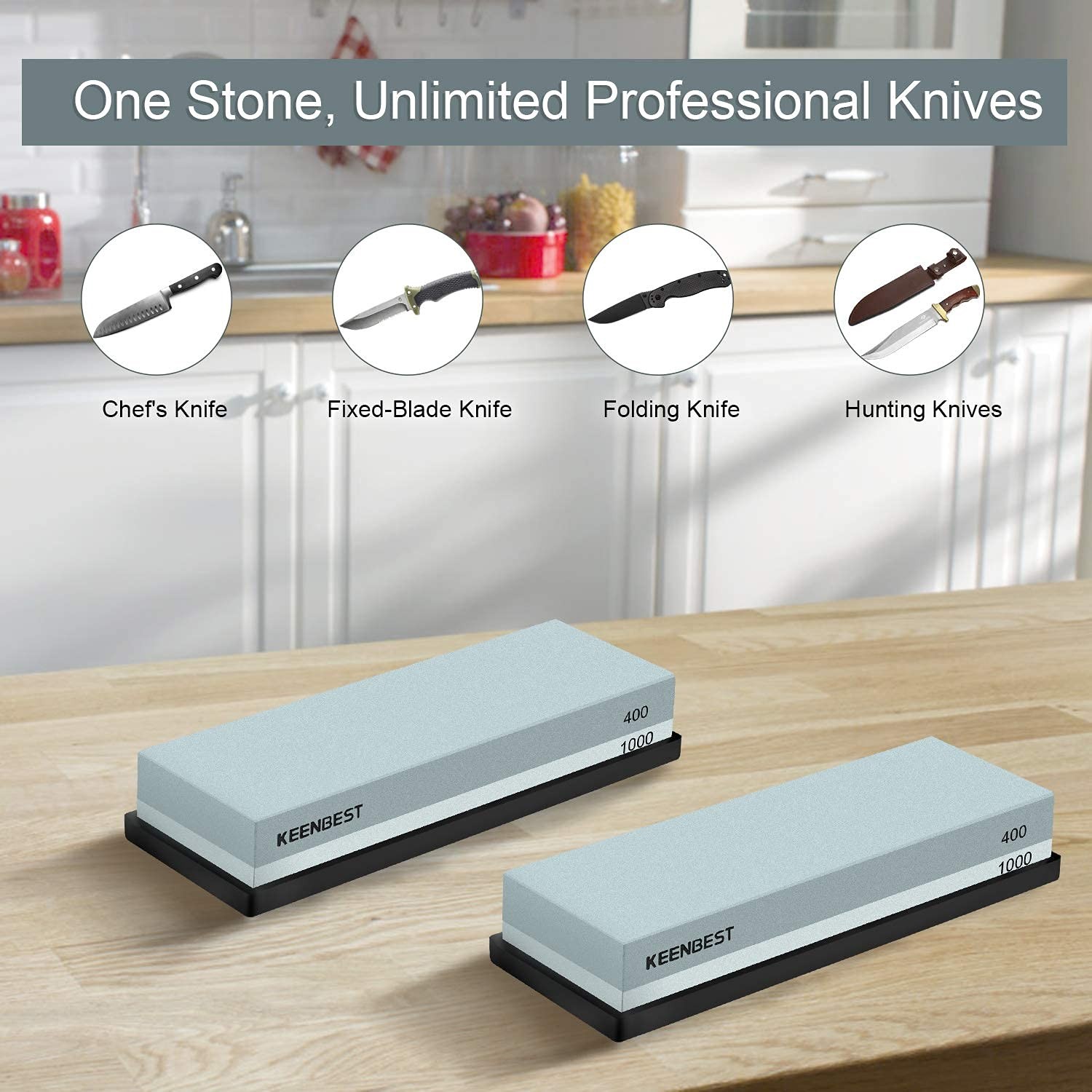 Actual Grit Premium Material Sharpening Stone 2 Side 400 1000 Whetstone Set