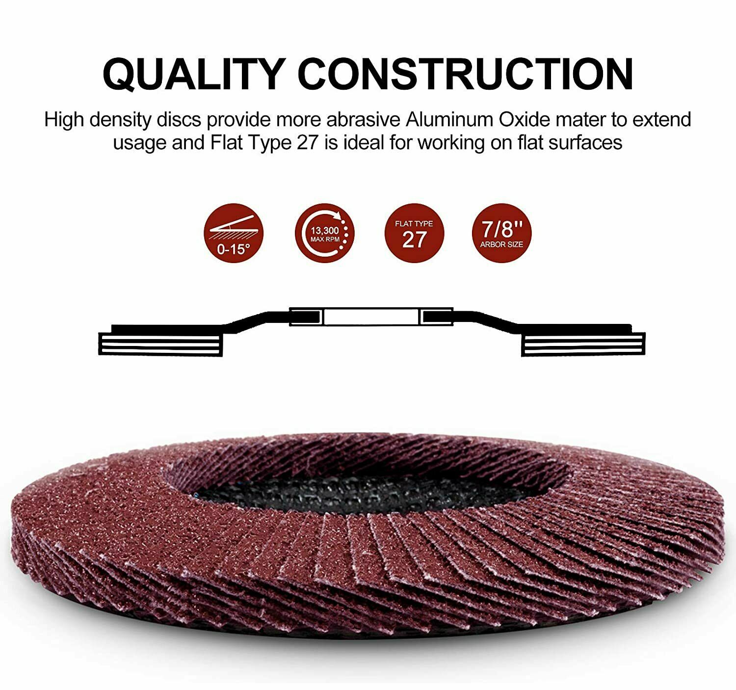 50PCS 4.5 x7/8″ Flap Disc 4-1/2 60 Grit Angle Grinder Sanding Grinding Wheel T27