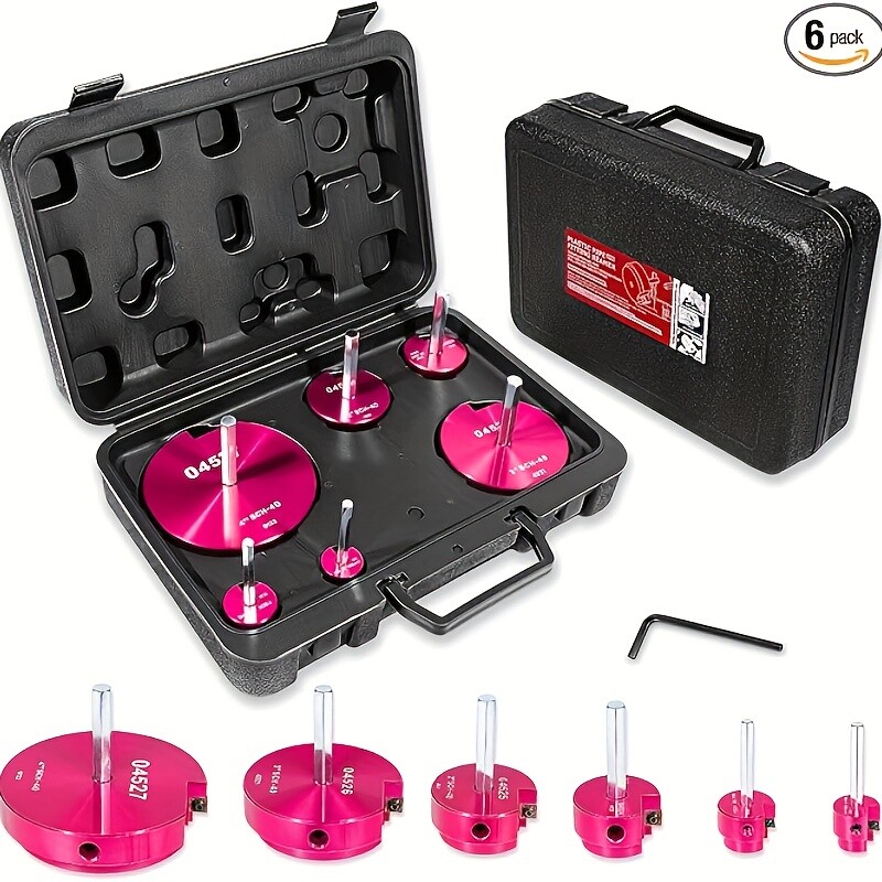 PVC ABS Pipe Reamer Kit 6Pcs -0.75″,1″,1-1/2″,2″,3″,and 4″ Set for 1/2″ Drills