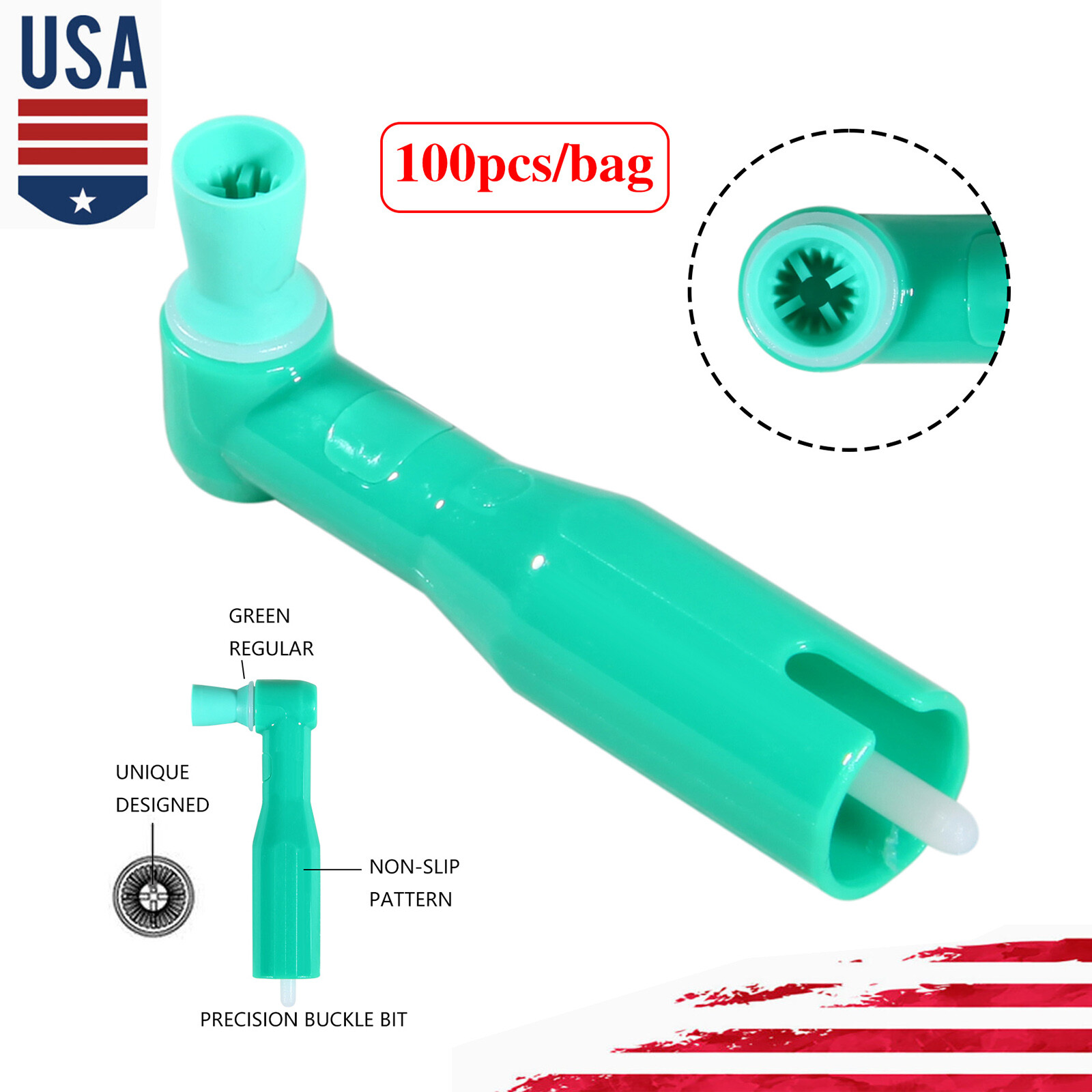 Dental Disposable Prophy Angles Soft Cup Latex Free 90° Polishing Cups Green po