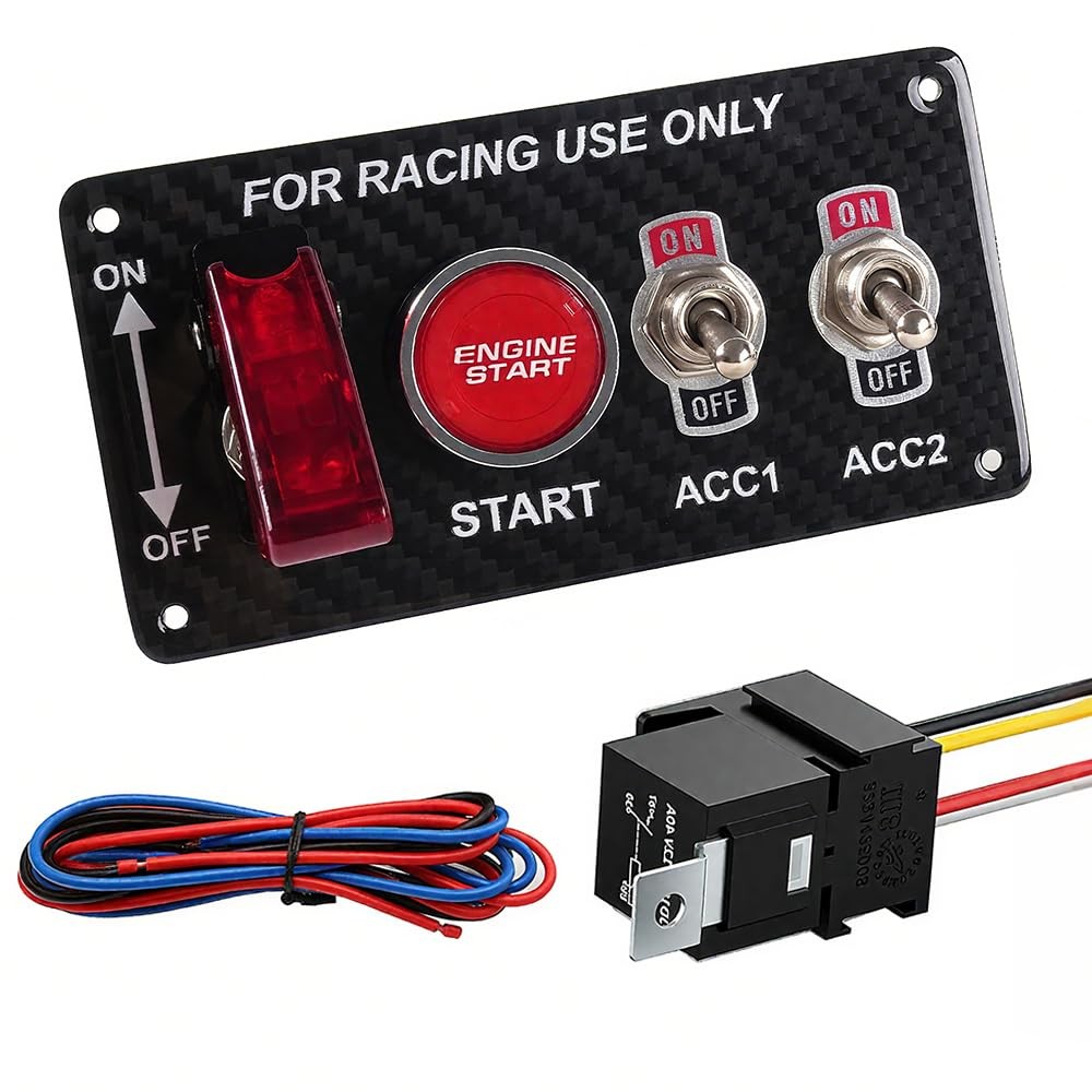 Racing Car Ignition Switch Panel DC 12V 4 in 1 Car Engine Start Push Button C…