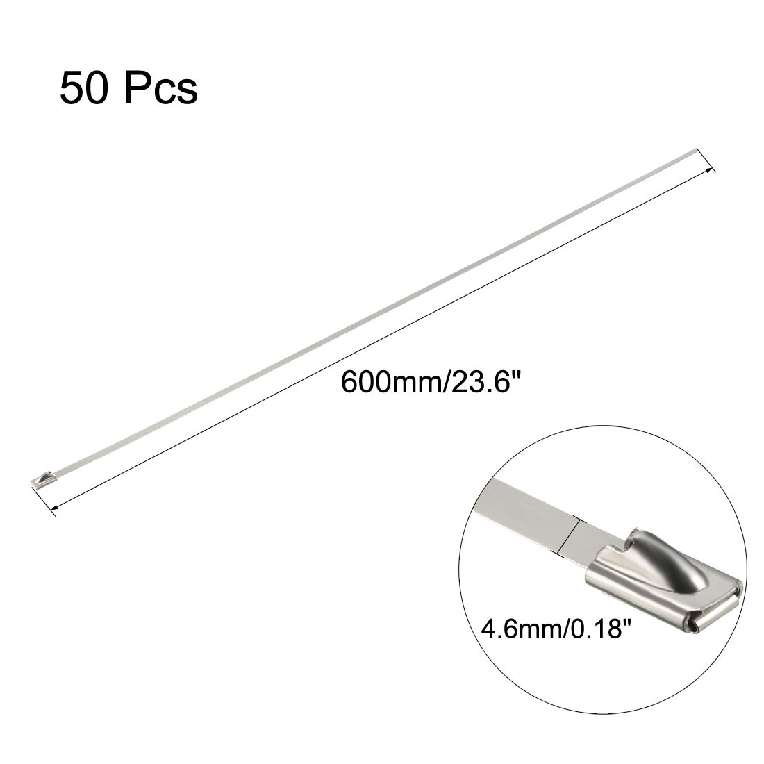 24 Inches Stainless Steel Cable Zip Ties Multi-Purpose Metal Exhaust Wrap, 50pcs