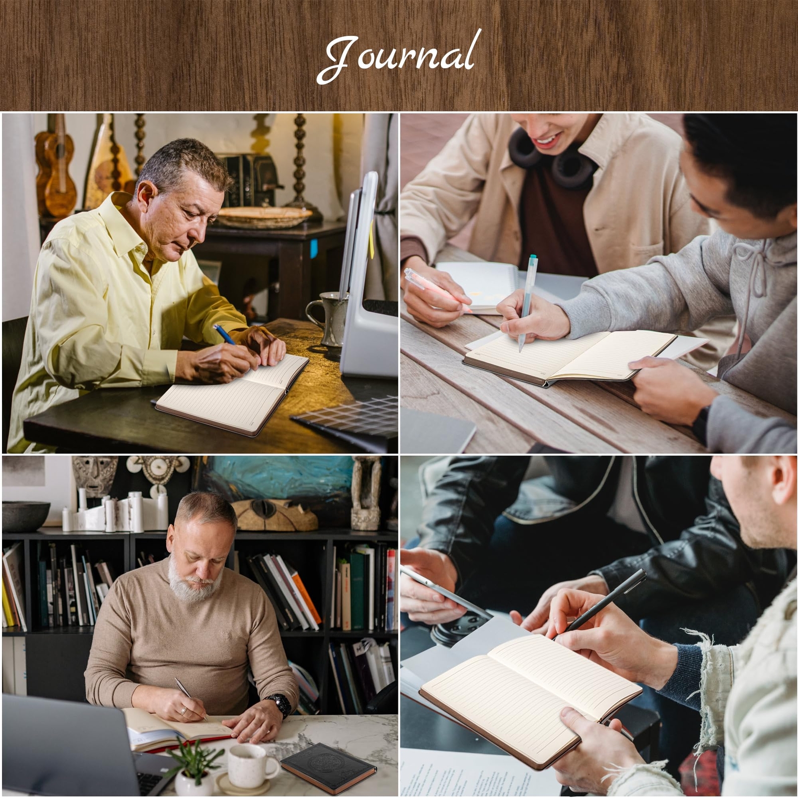 Leather Vintage Journal for Men Soft Cover 256 Lined Pages Notebook 180 Lay Flat
