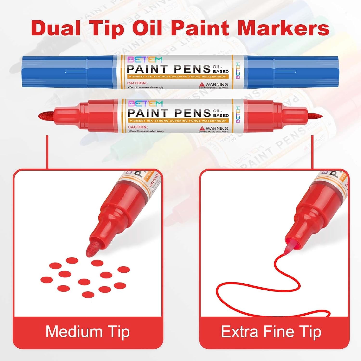 9 Count Dual Tip Oil Based Paint Markers Acrylic Paint Pens(0.7mm & 3mm),