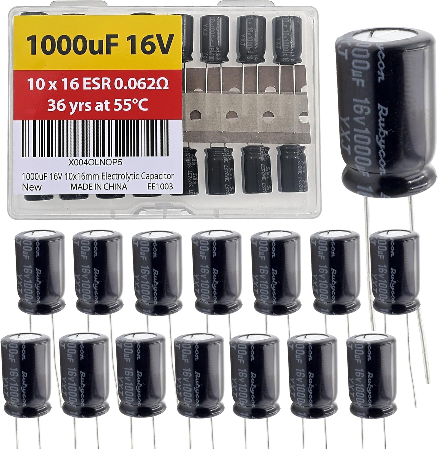 Rubycon 16V 1000uF 10x16mm Radial Electrolytic Capacitor Low ESR 0.062 36 Year