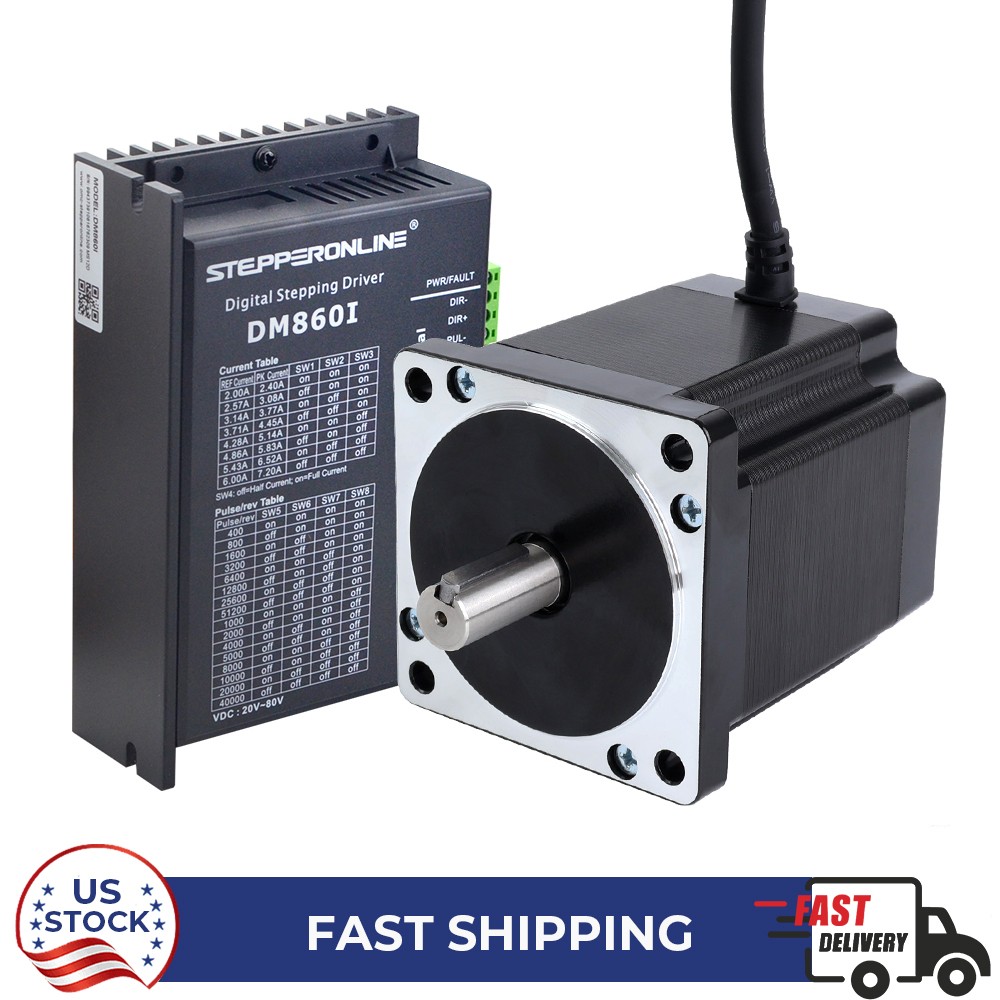 STEPPERONLINE 1 Axis 8Nm Nema 34 Stepper Motor Φ14mm Shaft 98mm &Driver CNC Kit