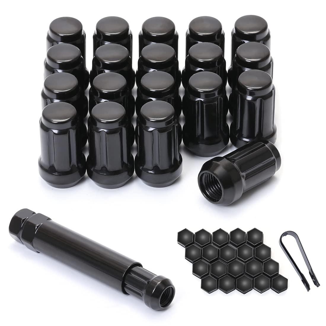 Acorn M12x1.5 Black Spline Lug Nuts – Set of 20, 12mm X 1.5 X 35mm,