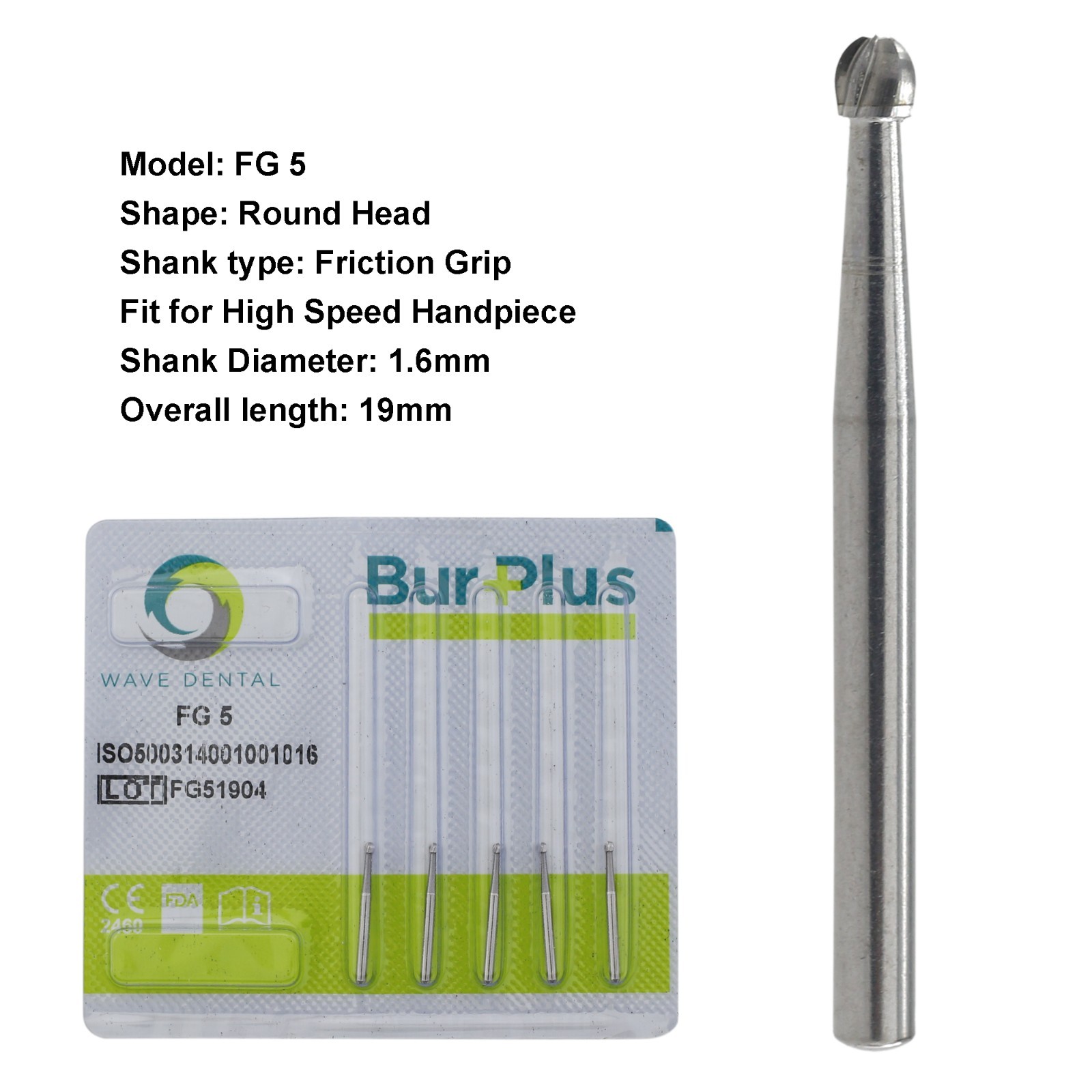 Wave Dental Burs Round Tungsten Carbide High Speed FG 1/2 1/4 1 2 3 4 5 6 7 8