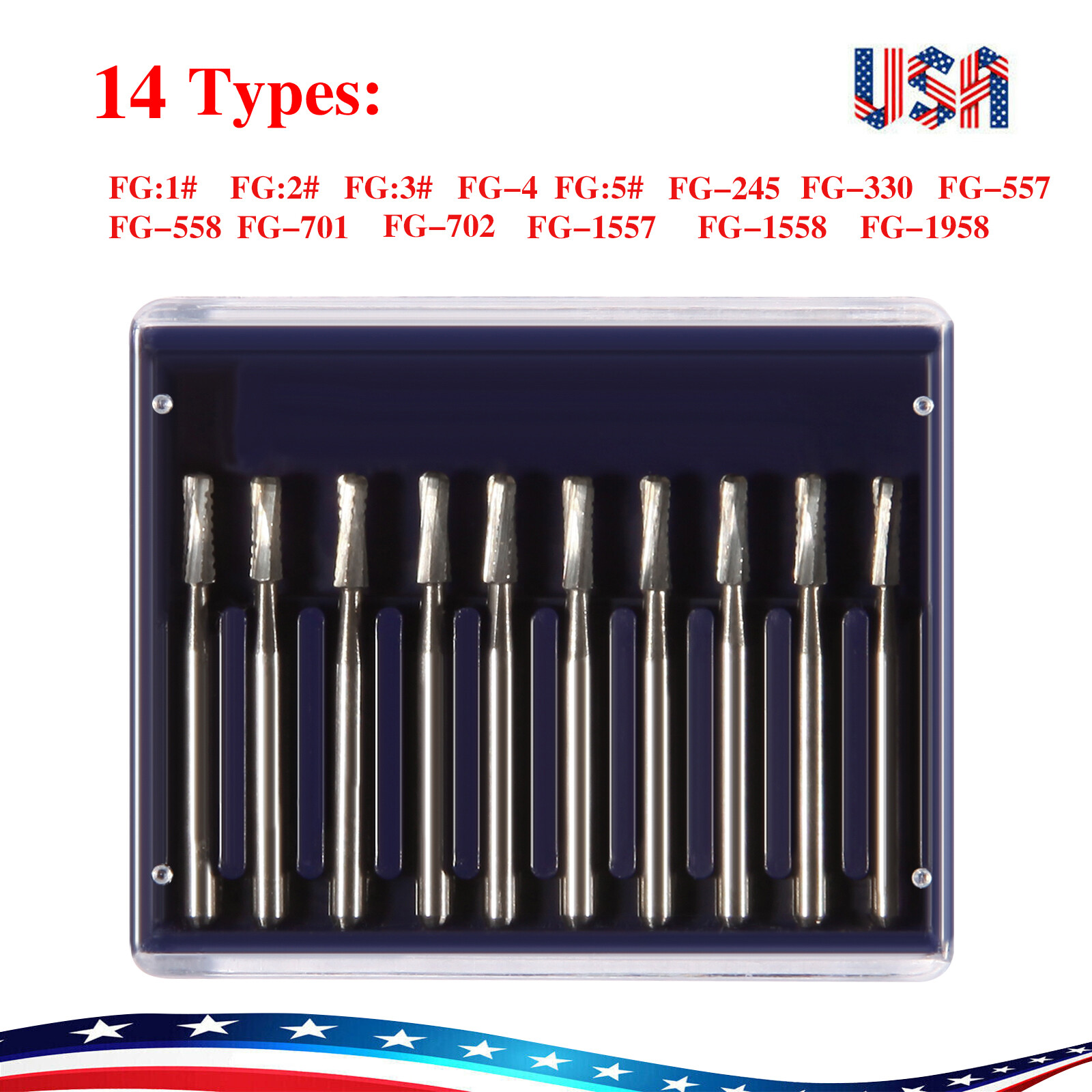 10-100 PCS Dental Lab Clinic Burs Shank Carbide Round Friction Grip FG Bur pa
