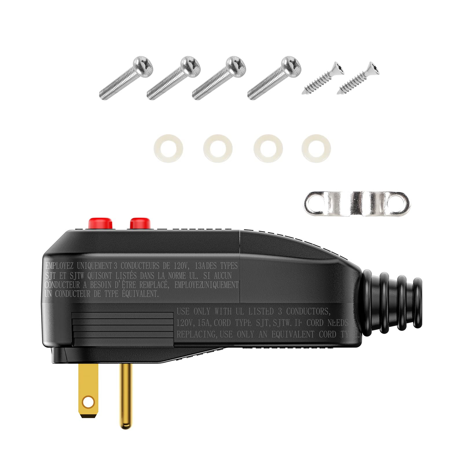 GFCI Replacement Plug Assembly Auto Reset 15 Amp 3 Prongs, 5 Years , Waterproof