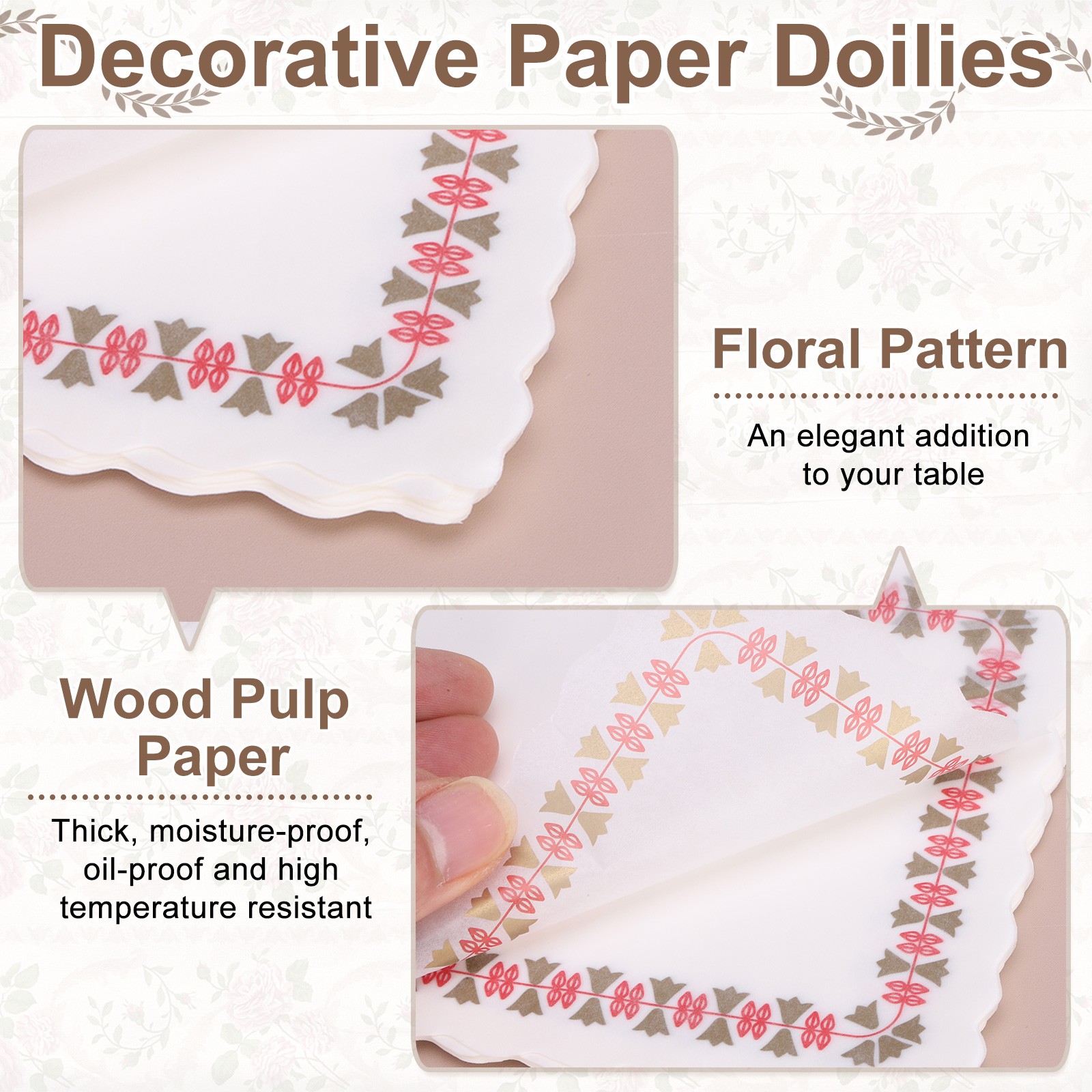 100pcs Paper Doilies 4.5″x9.5″ Paper Doilies Placemat, White