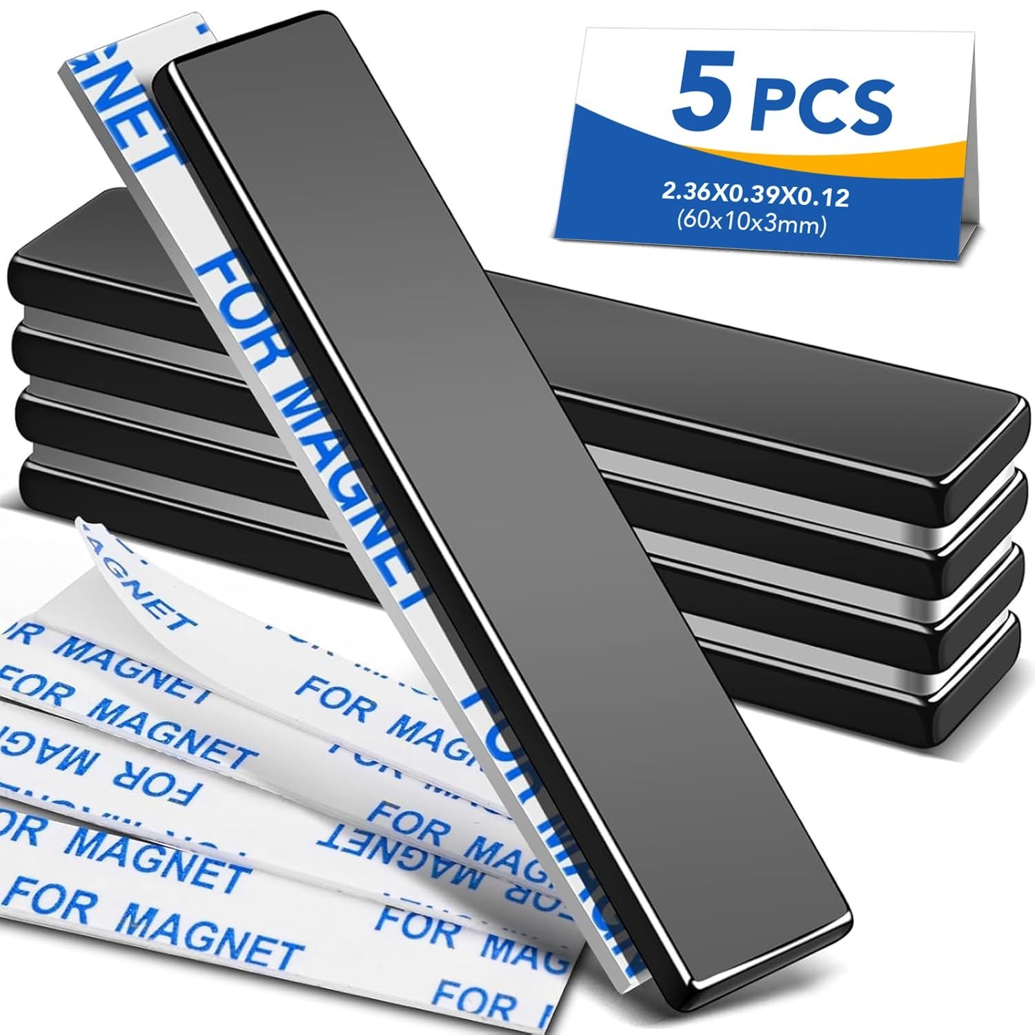 Heavy Duty 5 Pack Neodymium Magnets – Rectangular 60x10x3mm, Craft & Science Use