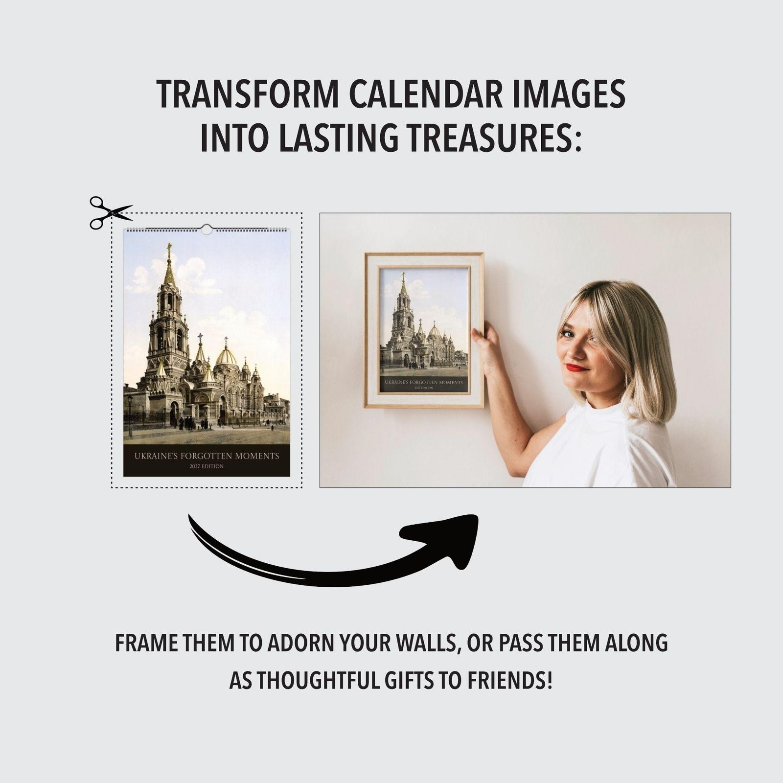 2027 Ukraine Wall Calendar – Vintage Photochrom History Photography, 11×16.5″