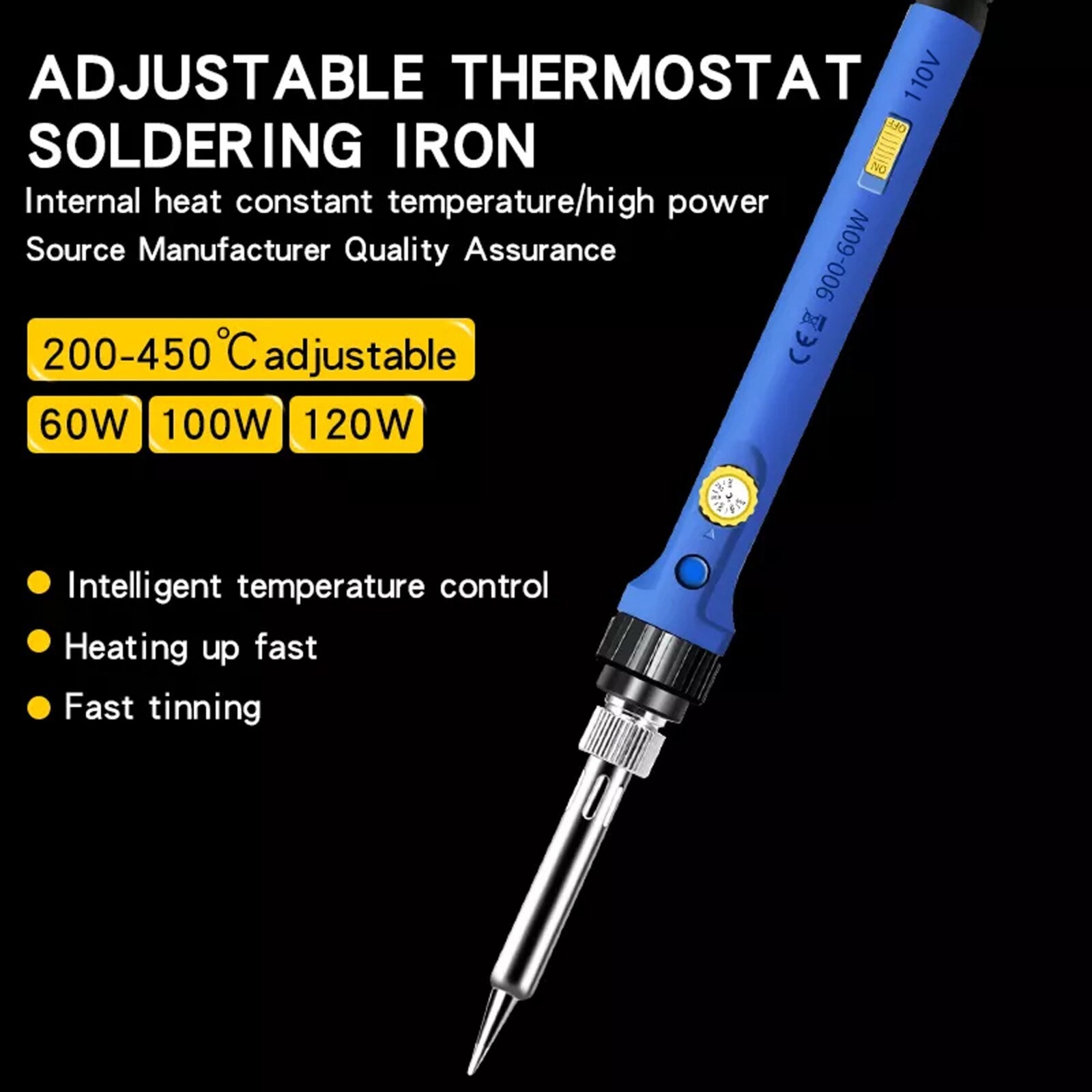 Soldering Iron Kit, 60W Adjustable Temperature Solder Sucker Wire Welding Tool