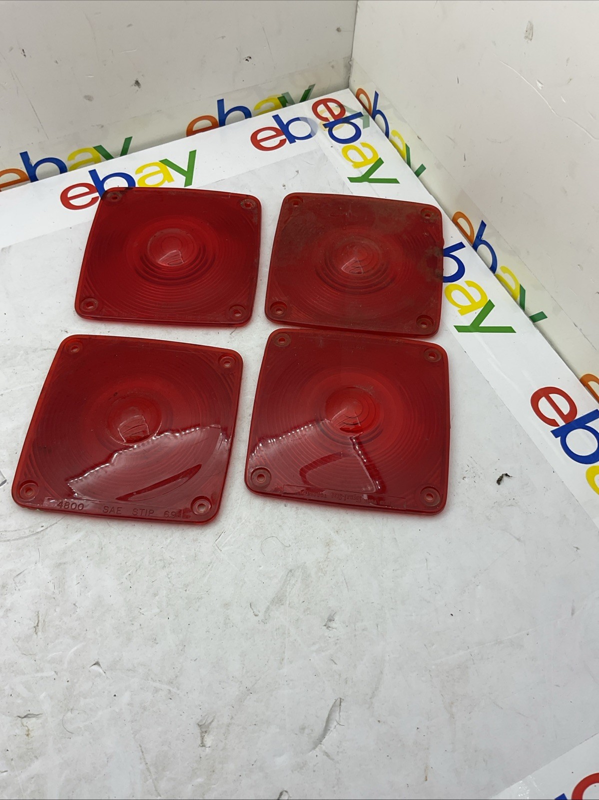 Signal-Stat 4800 RED Tail Light Lamp Lens 4-1/2″ Lot Of 4 Pieces Fast Shippin