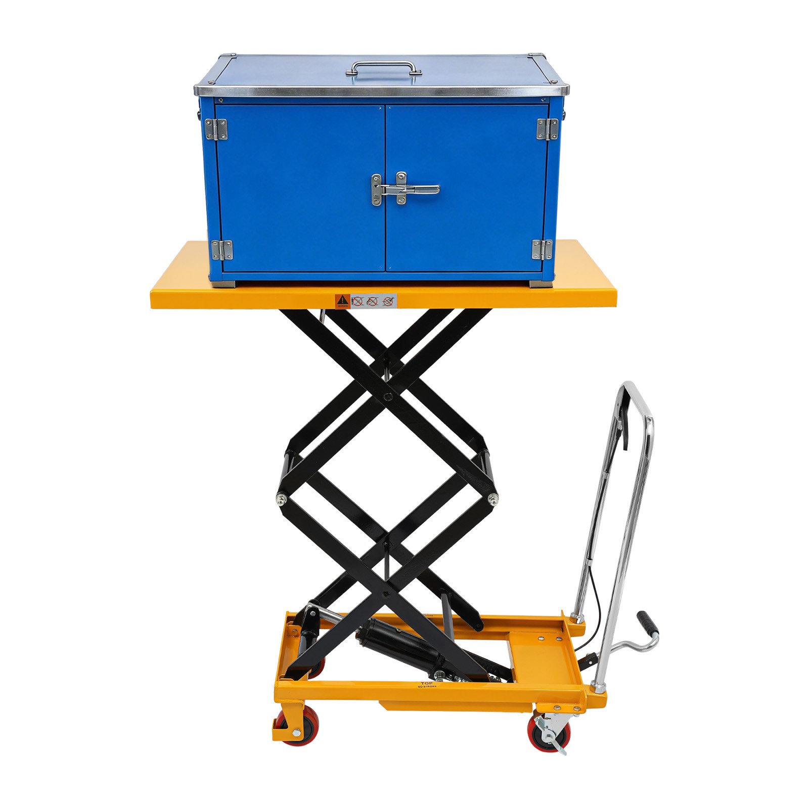Hydraulic Lift Table Cart 770lbs 51″ Lifting Height Double Scissor w/ 4 Wheels