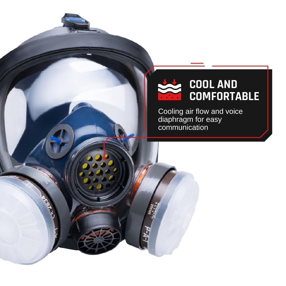 Full Face Respirator Mask – Air Purifying, Organic Vapor & Particulate -…
