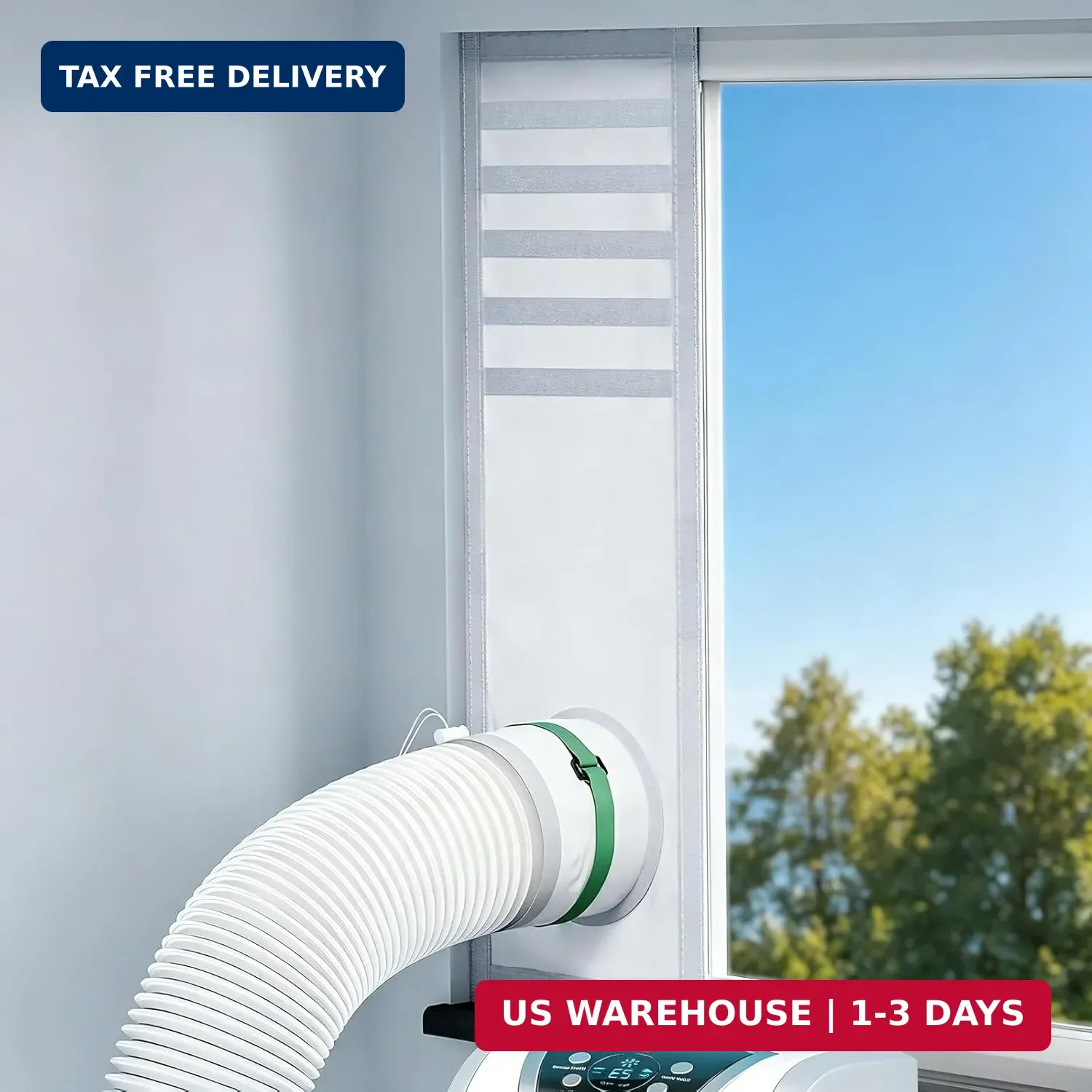 LOVIGA Drawstring Portable Air Conditioner Window Vent Kit, 100% Sealing Portabl
